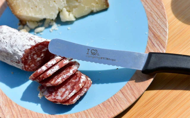 Berger Frühstücksmesser I Love Camping Grün